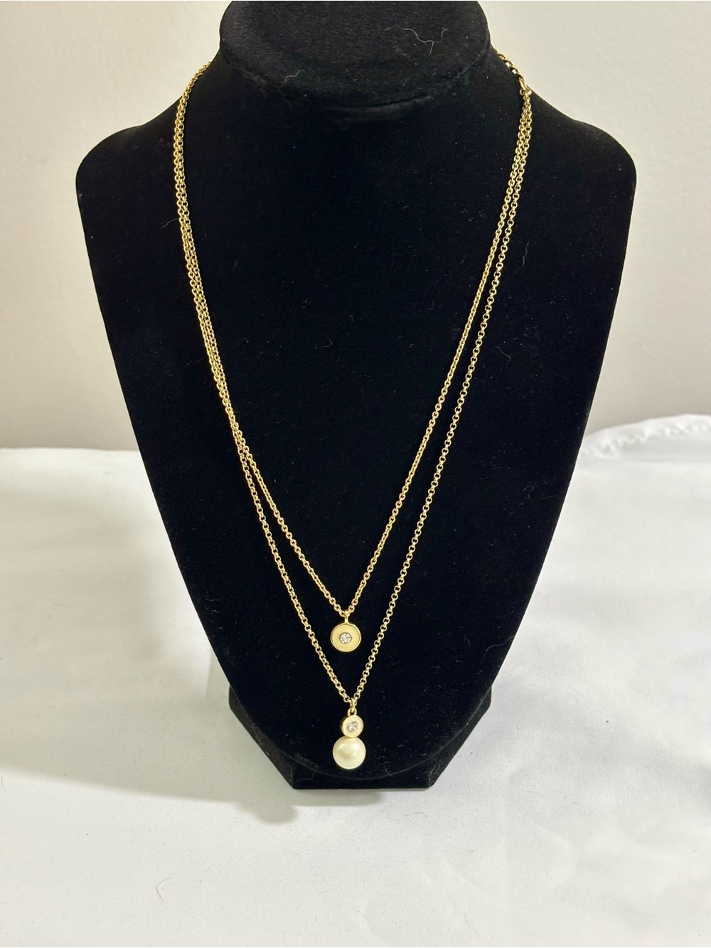 Kate Spade “Pearly Delight” Gold-Tone Double Pendant Layered Necklace -18”